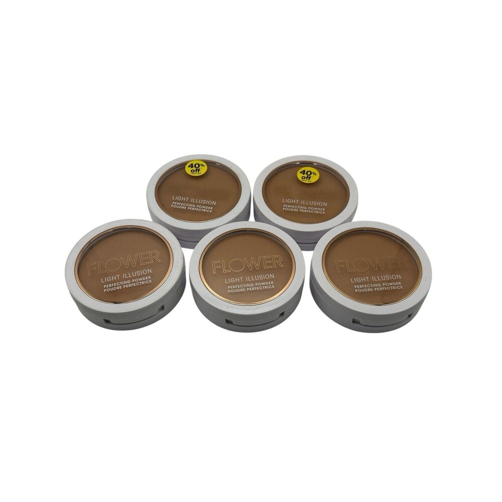 Lot of 5 Flower Beauty Light Illusion Perfecting Powder M4-M5 Tawny 0.28 oz New